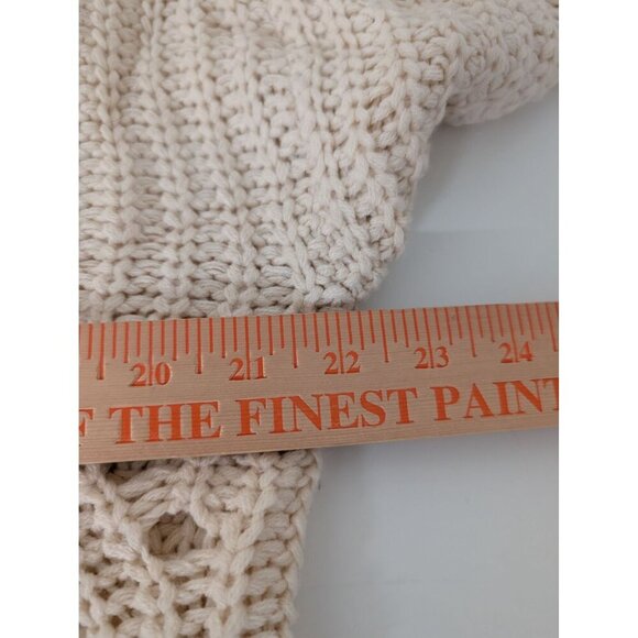 Uniq by Litz Ribbed V Neck Sweater Womens Size Medium/Large Cream Oversized Knit - Picture 10 of 11